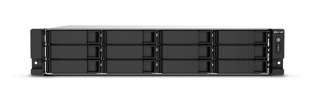 Qnap 12-bay rackmount NAS, AMD Ryzen V1000 series V1500B 4C/8T 2.2GHz, 8GB DDR4 RAM